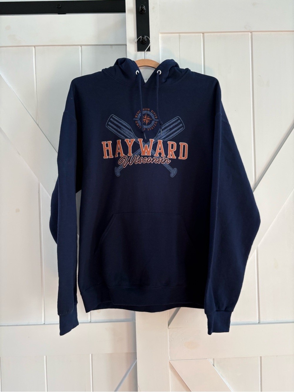 Jerzees Hayward Wisconsin Navy Canoe Paddles Hoodie Sweatshirt